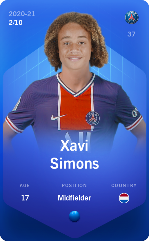Sorare - Sorare Official - Xavi Simons 2020-21 • Super Rare 2/10 - NFT # 72686729245485185629804950858401408425499366594571732299570530866172797956646