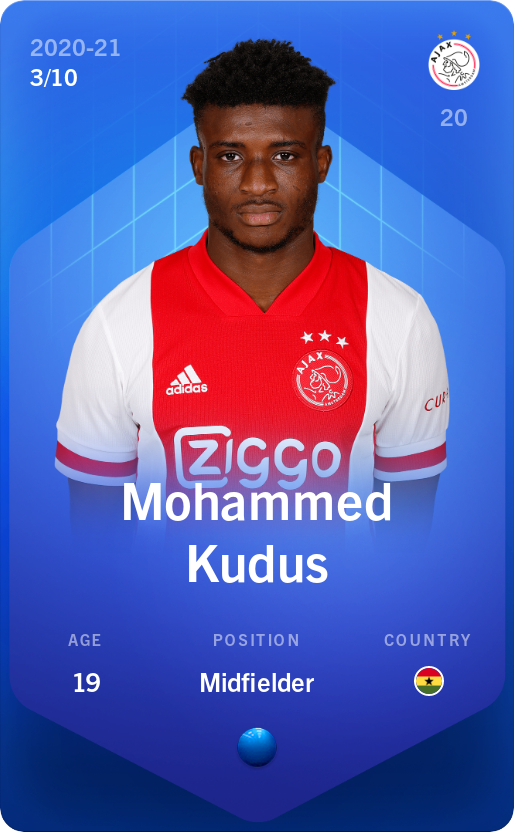 Sorare - Sorare Official - Mohammed Kudus 2020-21 • Super Rare 3/10 - NFT # 76440083806565358021533310232277062799670701395854637348375841876211050041861
