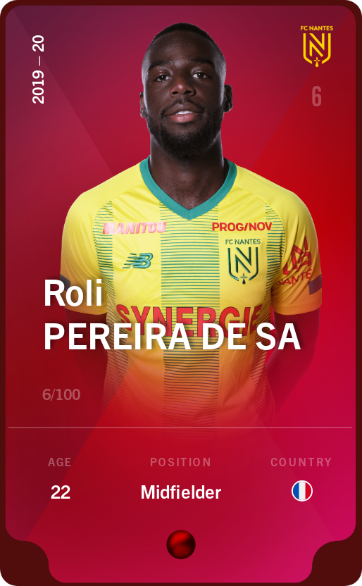 Sorare - Sorare Official - Roli Pereira de Sa 2019-20 • Rare 6/100 - NFT # 68577224179050186365405417950323192246834837422529550313084916182722903329172