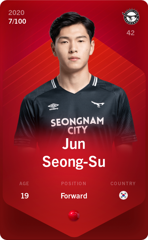 Sorare - Sorare Official - Jun Seong-Su 2020-21 • Rare 7/100 - NFT # 30835860143740238666975459935490098872561422451973227270849627921619836736443