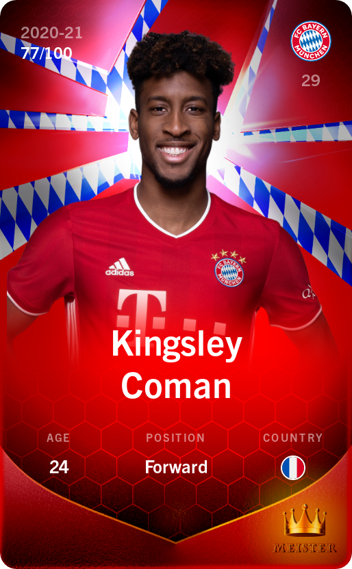 Sorare - Sorare Official - Kingsley Coman 2020-21 • Rare 77/100 - NFT # 17172268367865845538326863344260527962641550827869325582649096786896332608531