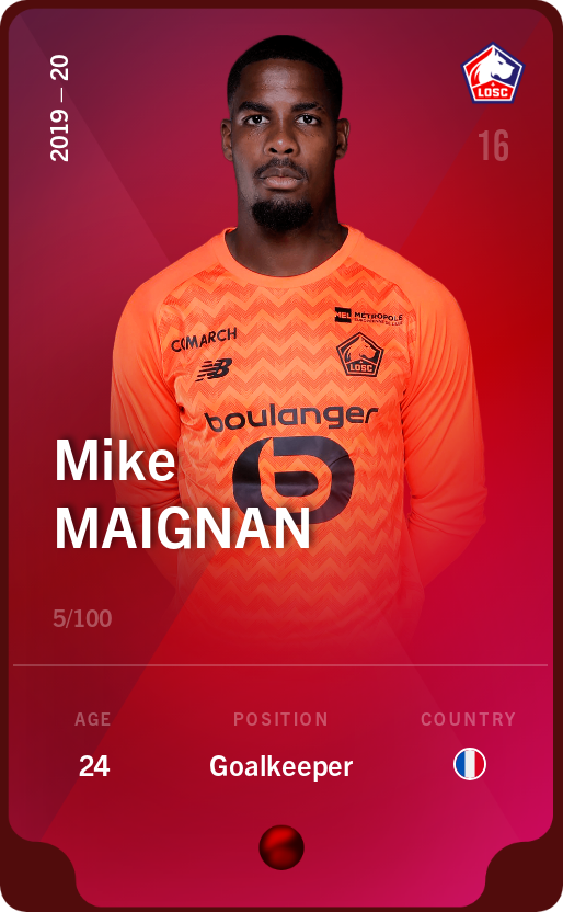 Sorare - Sorare Official - Mike Maignan 2019-20 • Rare 5/100 - NFT # 50147234095889611788123049310973661422657356686489787588435388678465830140347