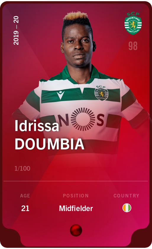Sorare - Sorare Official - Idrissa Doumbia 2019-20 • Rare 1/100 - NFT # 44725501644052263388717576711184413519455724326230976321652867799651744227229