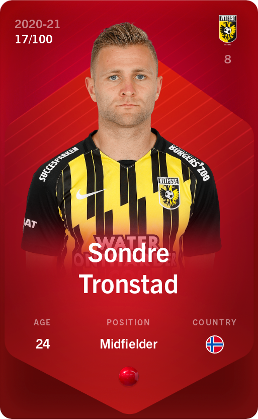 Sorare - Sorare Official - Sondre Tronstad 2020-21 • Rare 17/100 - NFT # 76746390632622911449382455904922468106014854435517826181336530132950999827560