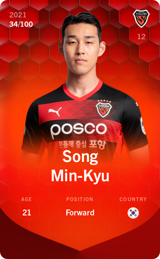 Sorare - Sorare Official - Song Min-Kyu 2021-22 • Rare 34/100 - NFT # 21679121018684260878959800639932478406605104698890437656919304753474980881147