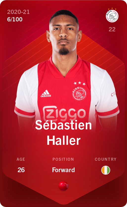 Sorare - Sorare Official - Sébastien Haller 2020-21 • Rare 6/100 - NFT # 63783025175981897490716692393708470002926895299665723929665503721331881621897