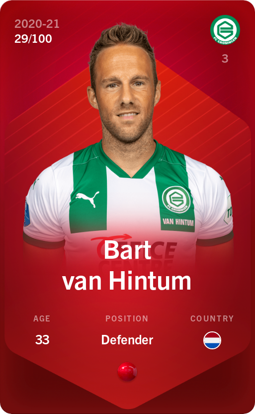 Sorare - Sorare Official - Bart van Hintum 2020-21 • Rare 29/100 - NFT # 51097314814134862970187098621280932376314934375679153496771257806722858154872