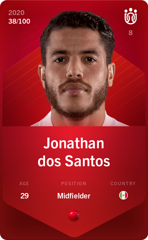 Sorare - Sorare Official - Jonathan dos Santos 2020-21 • Rare 38/100 - NFT # 25902806820887033869411049935759487549255242557643590171123838465524018042660
