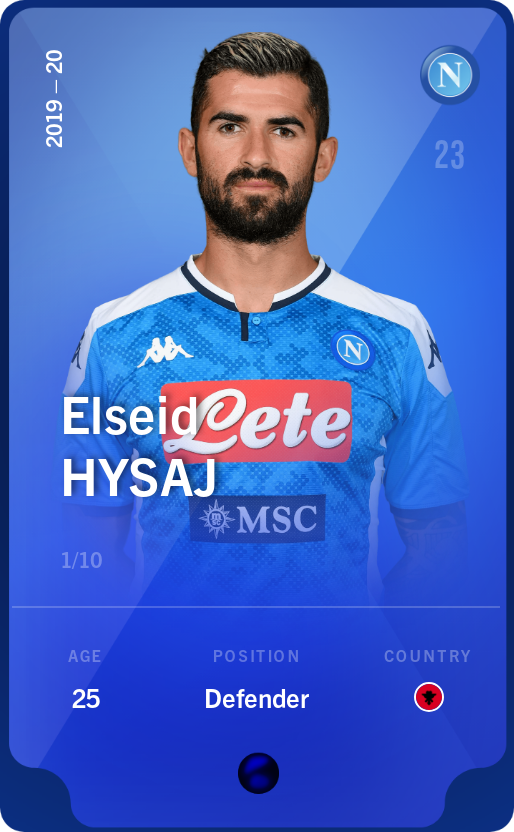 Sorare - Sorare Official - Elseid Hysaj 2019-20 • Super Rare 1/10 - NFT # 17916863150936377299110809967386203960873880703010720468894154042183601848697