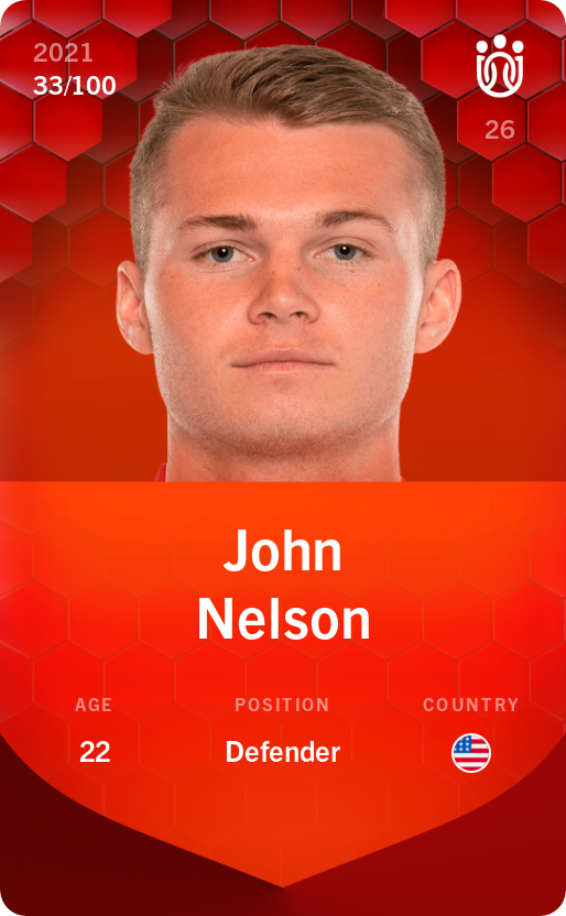Sorare - Sorare Official - John Nelson 2021-22 • Rare 33/100 - NFT # 87956270286794311055021404973596845203229549021959138561569419338117080487838