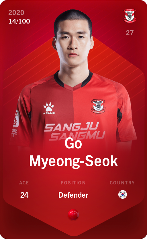Sorare - Sorare Official - Go Myeong-Seok 2020-21 • Rare 14/100 - NFT # 69505127823722628416008270142844445879467350811704892149651336120238041412690
