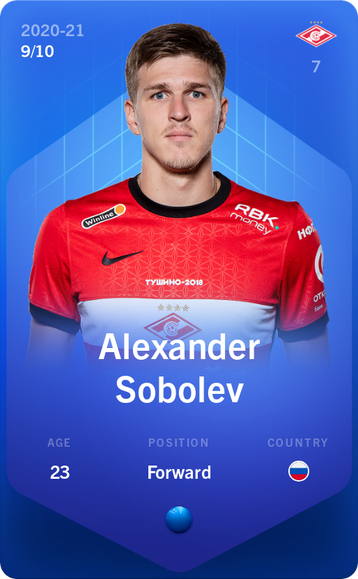 Sorare - Sorare Official - Alexander Sobolev 2020-21 • Super Rare 9/10 - NFT # 55375571455339028610156582442930079947822345670869037769862484839468184098852