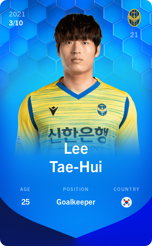 Sorare - Sorare Official - Lee Tae-Hui 2021-22 • Super Rare 3/10 - NFT # 93968903727748773024650470375821199666032094317785148470310756562506665206445