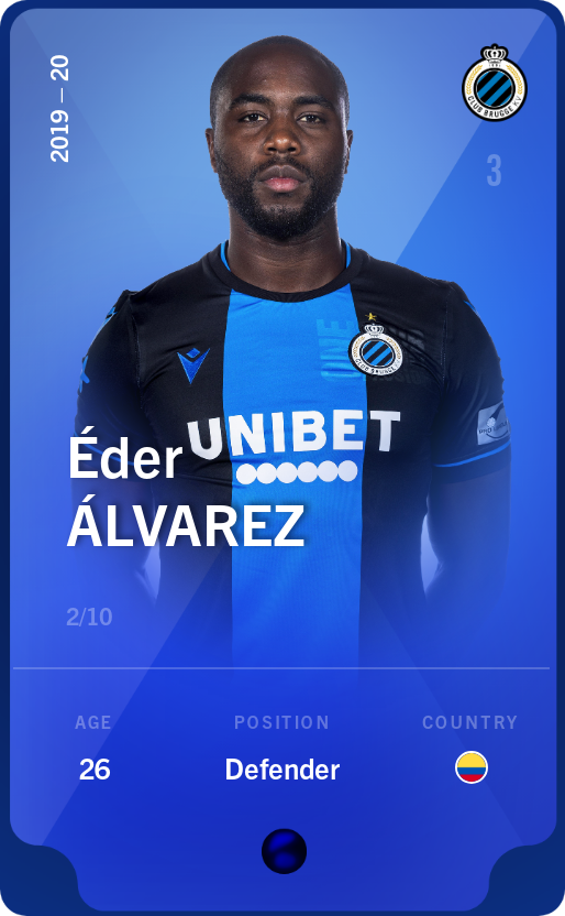 Sorare - Sorare Official - Éder Álvarez 2019-20 • Super Rare 2/10 - NFT # 23145784471573603467310006482477364592388521398757241635717363501183692387558