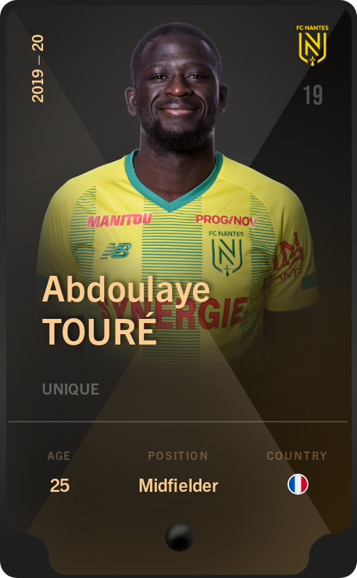 Sorare - Sorare Official - Abdoulaye Touré 2019-20 • Unique - NFT # 12367526301076622537611094807276544346902064578677283319584313213121117688657