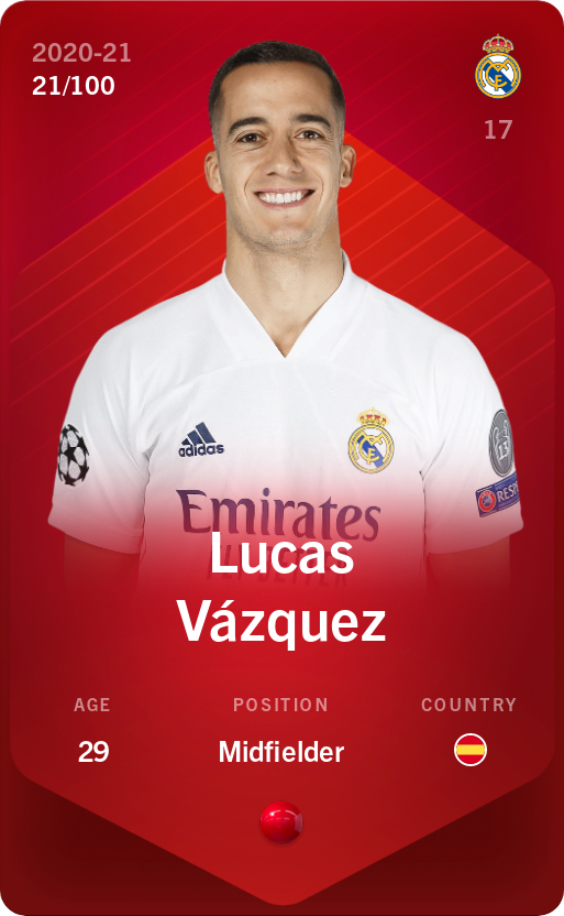 Sorare - Sorare Official - Lucas Vázquez 2020-21 • Rare 21/100 - NFT # 89034987682844264692155720465816456529581867538943468245967067051763442908526