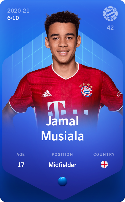 Sorare - Sorare Official - Jamal Musiala 2020-21 • Super Rare 6/10 - NFT # 81169779258001365150228503386845389405867927400955237850222112645367882471913