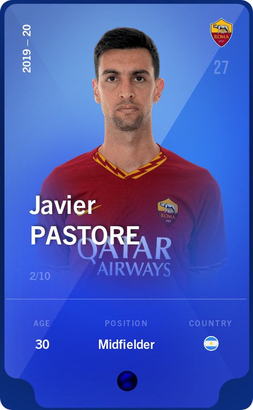 Sorare - Sorare Official - Javier Pastore 2019-20 • Super Rare 2/10 - NFT # 75994058277695310325223841540618047074134376155093332438159713340140646265718