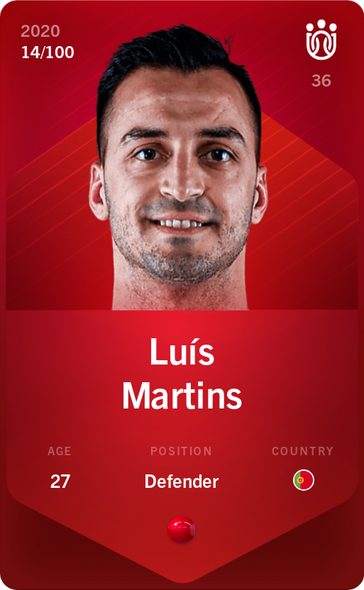Sorare - Sorare Official - Luís Martins 2020-21 • Rare 14/100 - NFT # 25658639186121057987830285581002044939450245854469807198417520257888785357932