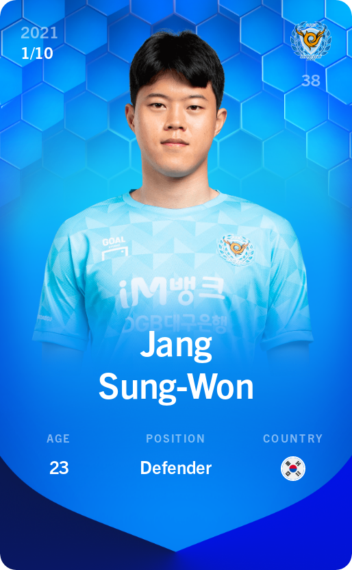 Sorare - Sorare Official - Jang Sung-Won 2021-22 • Super Rare 1/10 - NFT # 71261692338255141355253438603561788959578725602455600840195422517568000700899