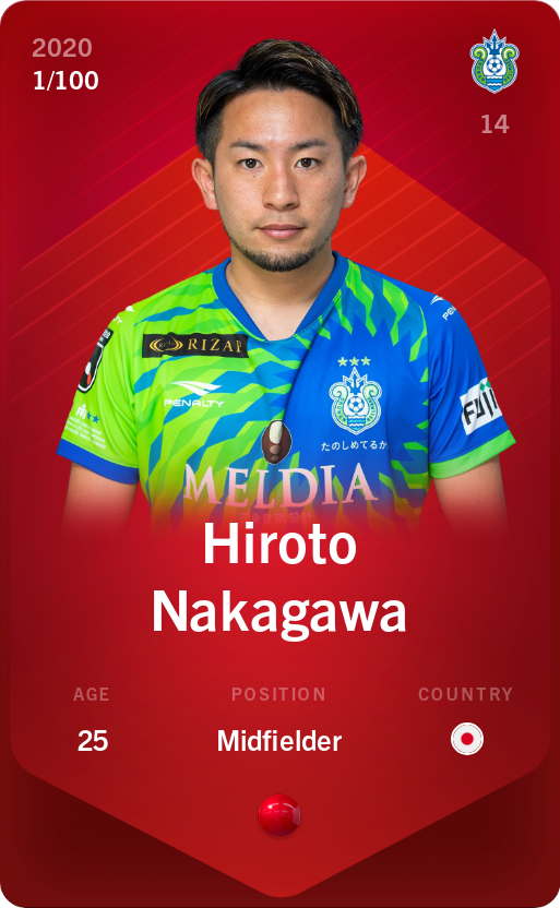 Sorare - Sorare Official - Hiroto Nakagawa 2020-21 • Rare 1/100 - NFT # 35103113905862395799985172502808255560819742120608342884734910468124920682384