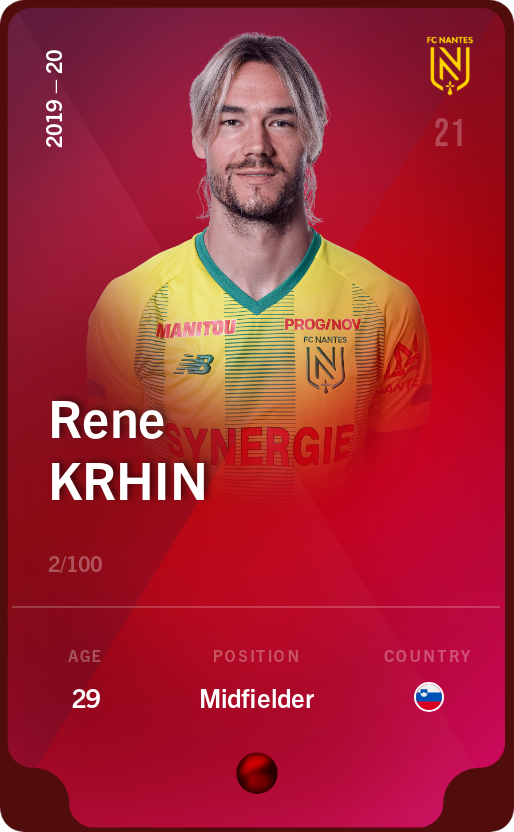 Sorare - Sorare Official - Rene Krhin 2019-20 • Rare 2/100 - NFT # 55260864615592532242245549061652349944645566254435908014986799039687735414758