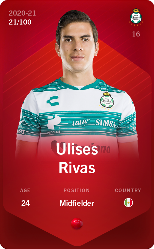 Sorare - Sorare Official - Ulises Rivas 2020-21 • Rare 21/100 - NFT # 18605276140291930328785085052566285307821035764446390751460017133610493161934