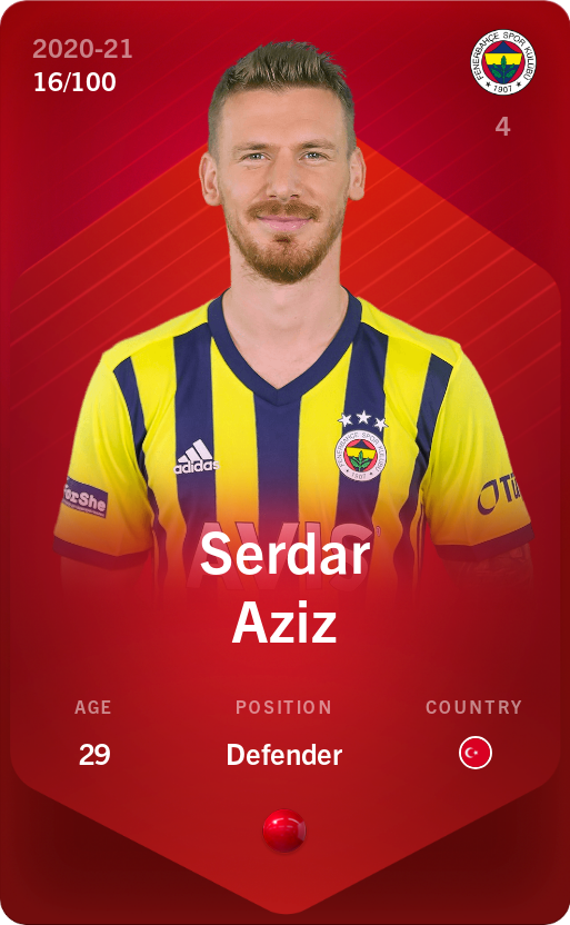 Sorare - Sorare Official - Serdar Aziz 2020-21 • Rare 16/100 - NFT # 81089048117177821338718562902193153732620224131496406781234490854813965522088