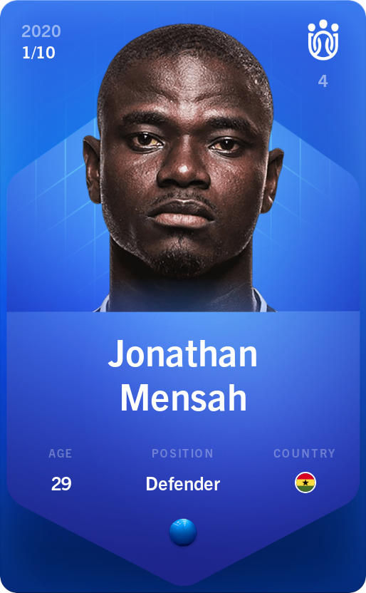 Sorare - Sorare Official - Jonathan Mensah 2020-21 • Super Rare 1/10 - NFT # 96051292428793687217978766848597275669441386349136176402009285001269709521266