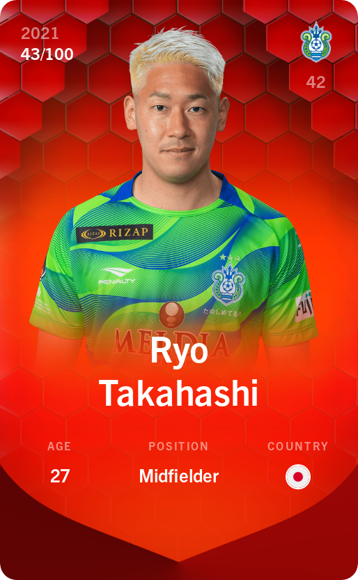 Sorare - Sorare Official - Ryo Takahashi 2021-22 • Rare 43/100 - NFT # 54839079997741811814245772995846708518985782302391427826101326683487894345671