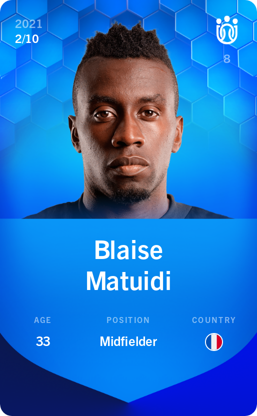 Sorare - Sorare Official - Blaise Matuidi 2021-22 • Super Rare 2/10 - NFT # 53262553664012012751674248159105315720290723932848610500272722847349060022326