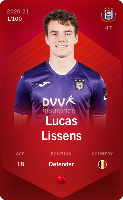 Sorare - Sorare Official - Lucas Lissens 2020-21 • Rare 1/100 - NFT # 50604763739317337172874892380375040102654332581969194839537725093926657292075