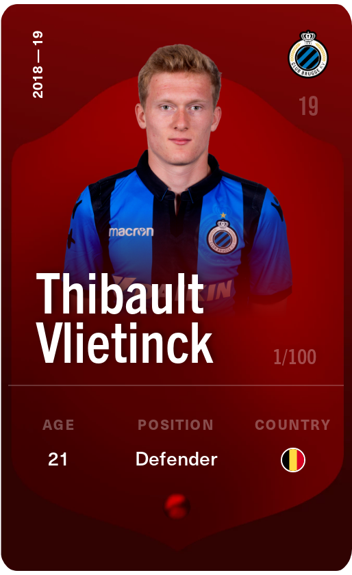 Sorare - Sorare Official - Thibault Vlietinck 2018-19 • Rare 1/100 - NFT # 54411442132416799808147433332871715371216830419662691288849396572841815509698