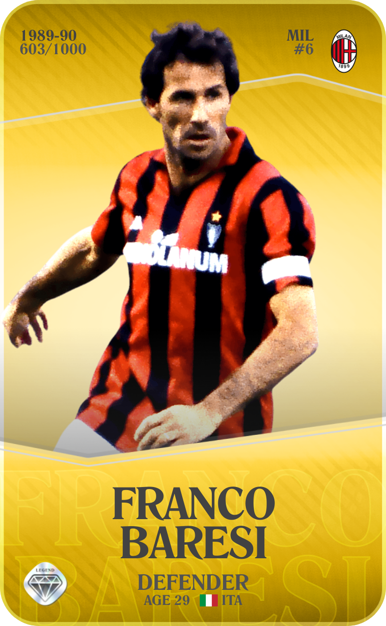 Sorare - Sorare Official - Franco Baresi 1989-90 • Limited 603/1000 - NFT # 15822891458933246080056430599203288460029310162003893099392116755683996151816
