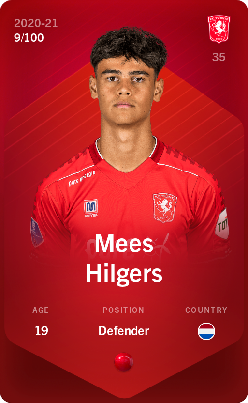Sorare - Sorare Official - Mees Hilgers 2020-21 • Rare 9/100 - NFT # 10961076454593001849335508764952016499463170068712803058233535873934625112805