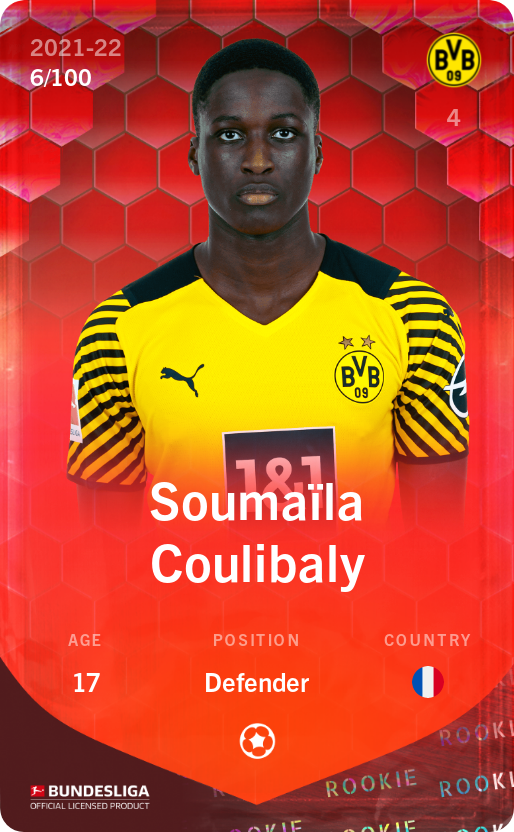 Sorare - Sorare Official - Soumaïla Coulibaly 2021-22 • Rare 6/100 - NFT # 10082951748192068306106559694241095786668367891224266284840771196649051623852