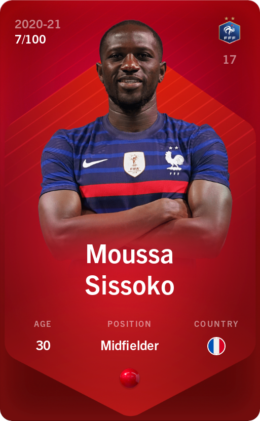 Sorare - Sorare Official - Moussa Sissoko 2020-21 • Rare 7/100 - NFT # 98647420579281899963231458986546557222558558144327160226569370300867105914029