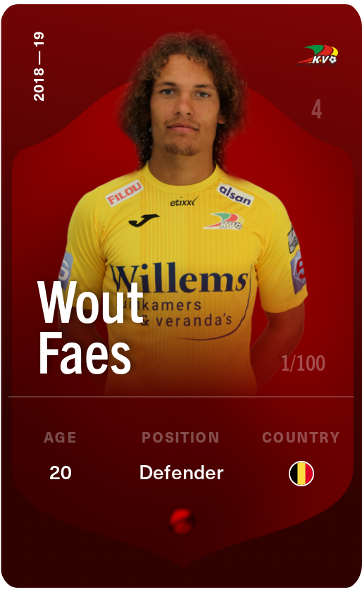 Sorare - Sorare Official - Wout Faes 2018-19 • Rare 1/100 - NFT # 86150384779591479534669060678688386379144923340180630830833050135104081104598