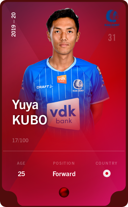 Sorare - Sorare Official - Yuya Kubo 2019-20 • Rare 17/100 - NFT # 74674359756405441377441755699511177904886944902813335234914168742978063640334
