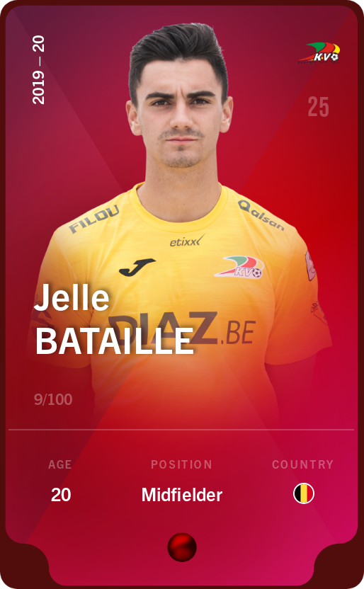 Sorare - Sorare Official - Jelle Bataille 2019-20 • Rare 9/100 - NFT # 75361007505128157046758761740831962627306353246084093129185892152803763234426