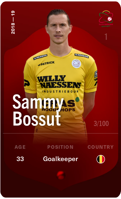 Sorare - Sorare Official - Sammy Bossut 2018-19 • Rare 3/100 - NFT # 71351404376816559227403164751745996658146379148621027533262252185152358666747