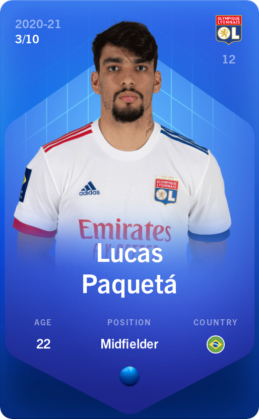 Sorare - Sorare Official - Lucas Paquetá 2020-21 • Super Rare 3/10 - NFT # 31694732205379468246843332579839591239268205271411513143579117481140732620668
