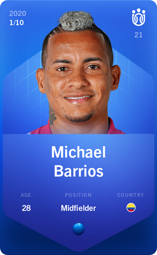 Sorare - Sorare Official - Michael Barrios 2020-21 • Super Rare 1/10 - NFT # 76270935470884983371195240531673465386086724141744792169847600678552424482136