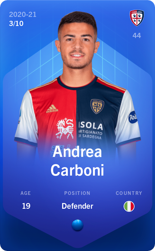 Sorare - Sorare Official - Andrea Carboni 2020-21 • Super Rare 3/10 - NFT # 74365209704826083261127701619311343822948111912393852085818990533443335417039
