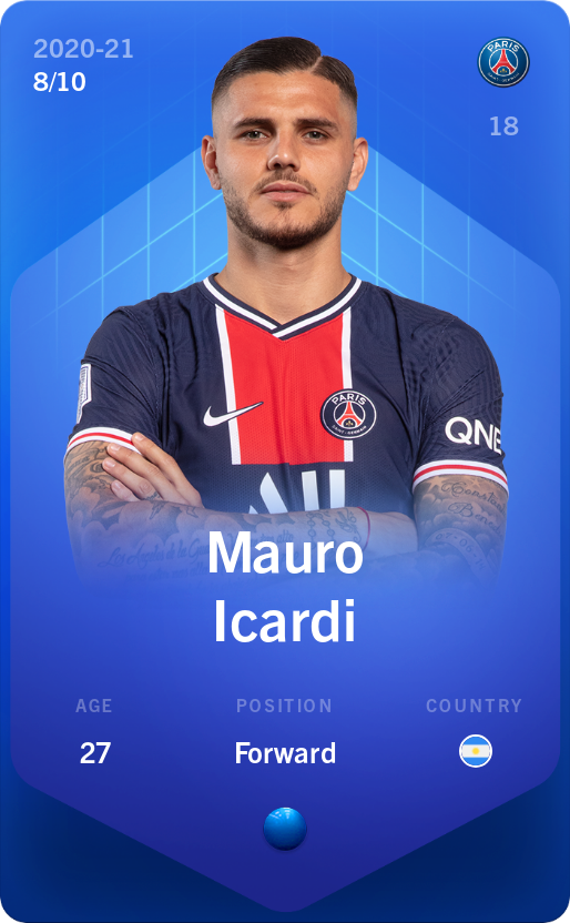 Sorare - Sorare Official - Mauro Icardi 2020-21 • Super Rare 8/10 - NFT # 3224222265574857314297767544937418971044369751386103524797831967325599644824