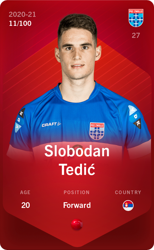 Sorare - Sorare Official - Slobodan Tedić 2020-21 • Rare 11/100 - NFT # 27295030400151576231131206932232895545708381855888226865236545323913074391166
