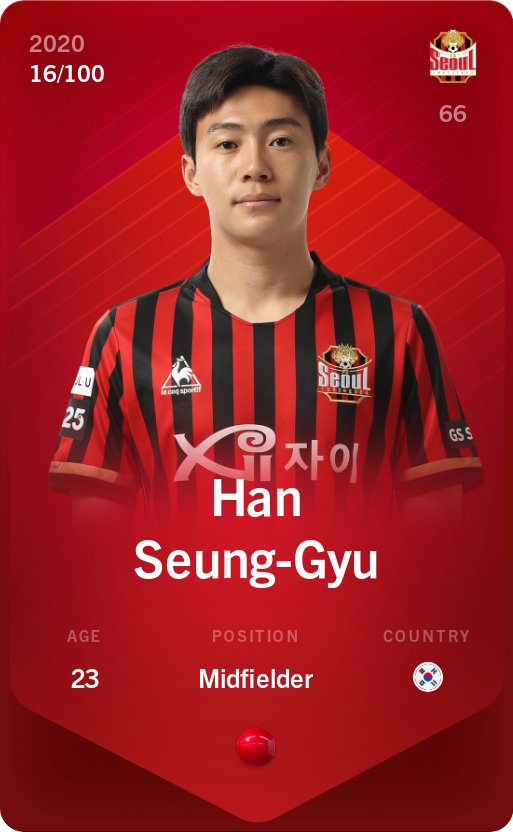 Sorare - Sorare Official - Han Seung-Gyu 2020-21 • Rare 16/100 - NFT # 84030923807245437707941885023804010648632149071592975146490243356295297499136