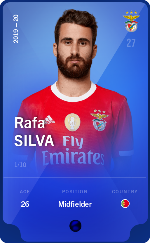 Sorare - Sorare Official - Rafa Silva 2019-20 • Super Rare 1/10 - NFT # 8874294768995801458188402131439235056195818803630405094336429349643271412268