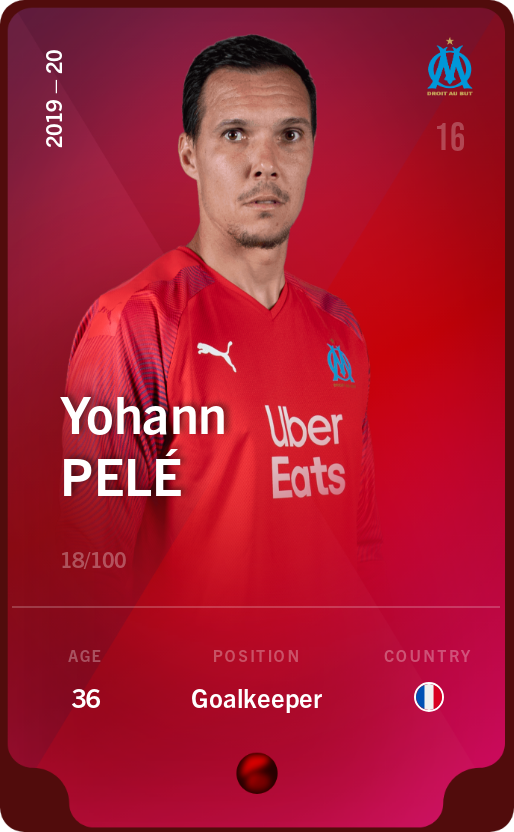 Sorare - Sorare Official - Yohann Pelé 2019-20 • Rare 18/100 - NFT # 100166664784511537057043712669673922596416505092821549355246321219173271554637