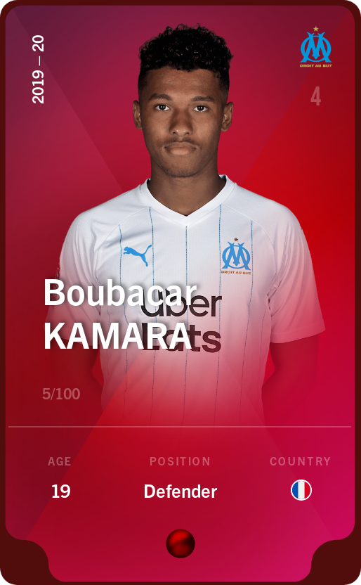 Sorare - Sorare Official - Boubacar Kamara 2019-20 • Rare 5/100 - NFT # 55578405939576526957475708884708898836390942280074220748116532552656088183334
